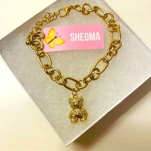 Plus Size Teddy Bear Charm Bracelet up to 10 inches NWT